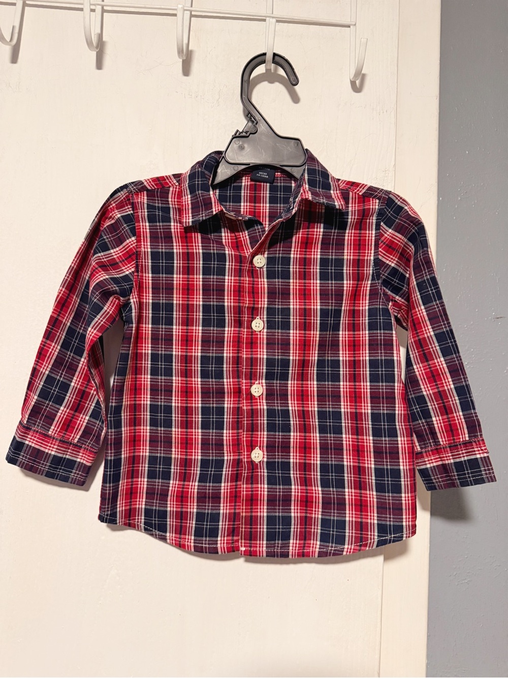 Nautica Red and Navy Plaid Button-Down Shirt